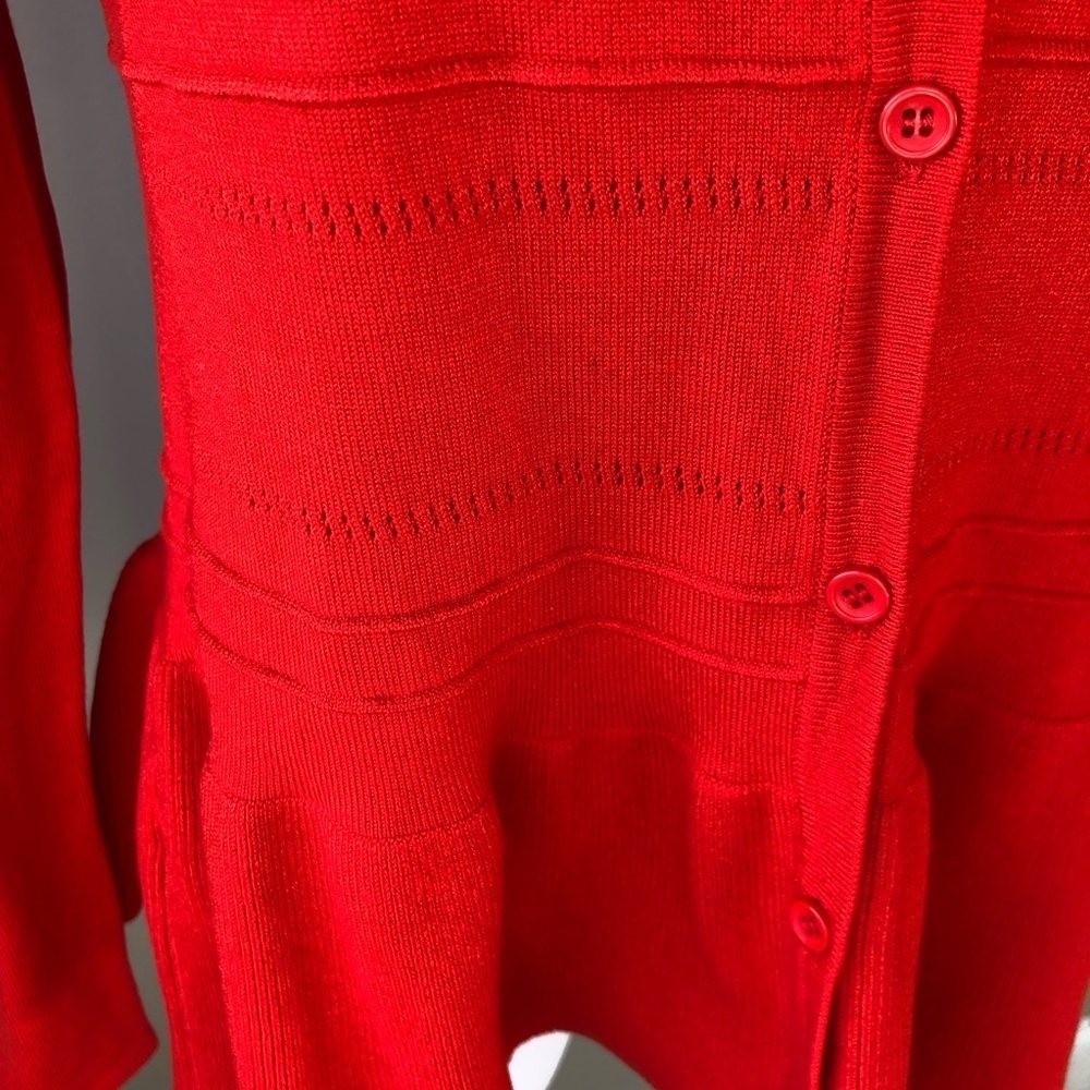 Jason Wu vintage Red knit cardigan peplum Sweater XS - Picture 4 of 11